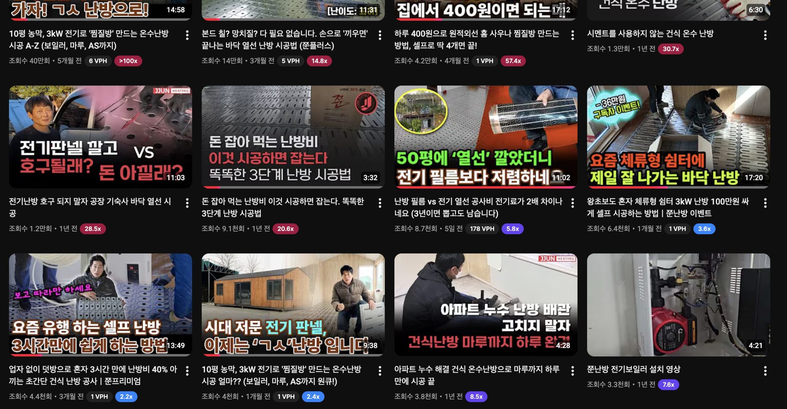 위험 경고형 썸네일 패턴 — 쭌난방 사례
